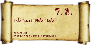Tápai Máté névjegykártya