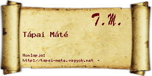Tápai Máté névjegykártya
